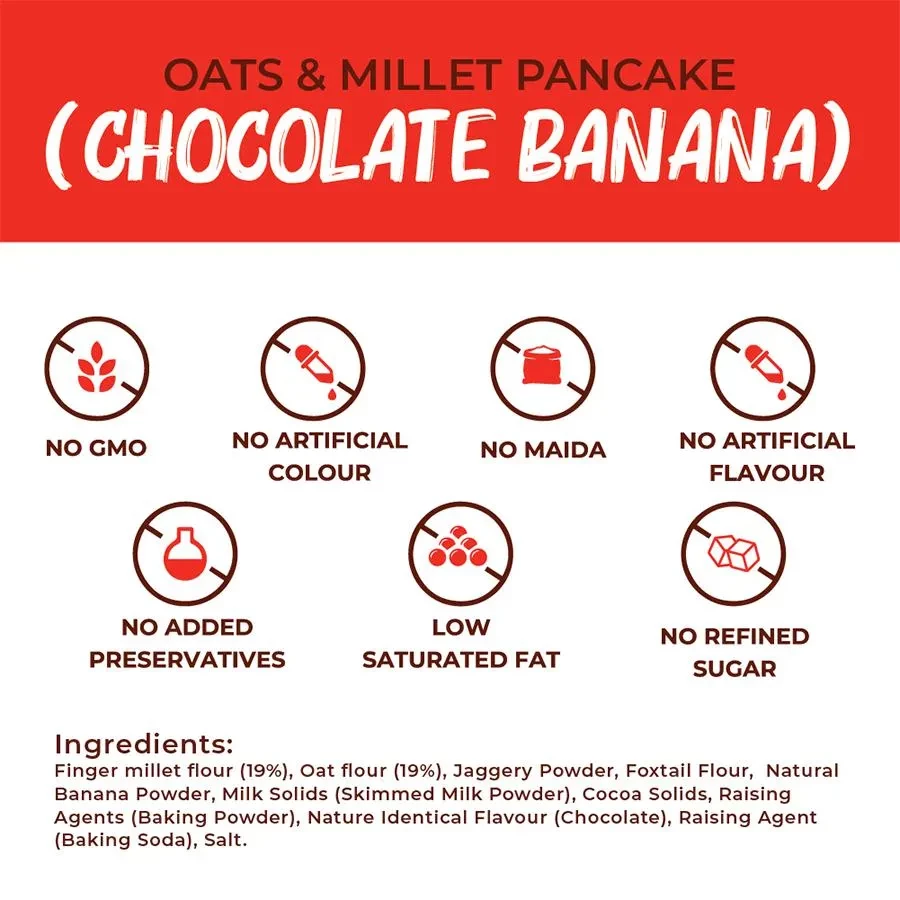 Foodstrong Oats & Millet Pancake Mix - Chocolate Banana, Made With Jaggery, Rich In Fibre, 250 g-3.webp